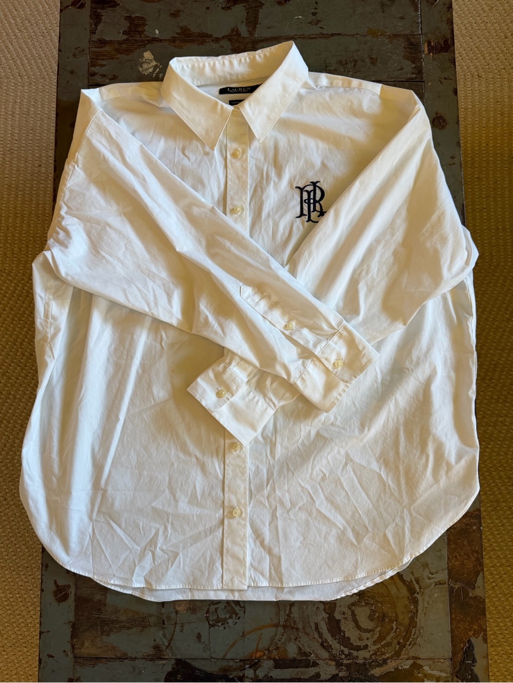 Ralph Lauren Preppy White Button-Down Shirt with Monogram